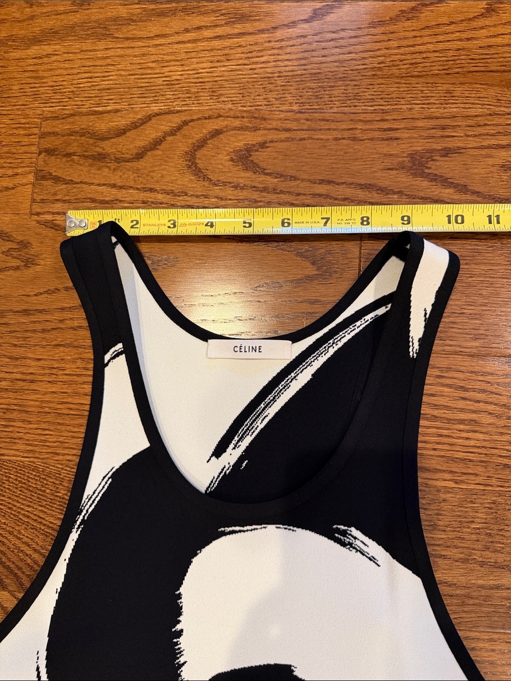 Celine Runway Black and Cream Abstract Brushstroke Tank Dress/Top - Picture 8 of 16